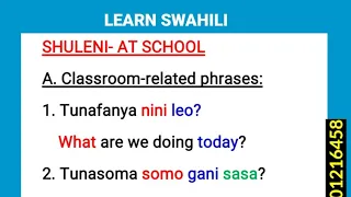 Swahili phrases; At school