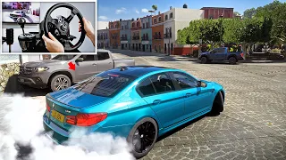 Drifting BMW M5 - Forza Horizon 5 (w/900° Steering Wheel)