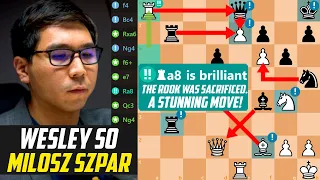 Wesley So *STUNNED* Milosz Szpar with Brilliant Rook Sacrifice -  Titled Tuesday 2023