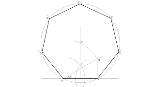 How to draw a regular heptagon knowing the length of one side