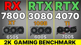 RX 7800 XT VS RX 6800 XT VS RTX 4070 VS RTX 4060 TI VS RTX 3080 10GB 1440p gaming benchmark Test