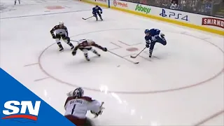 Travis Dermott’s Huge Stretch Pass Sets Up Mitch Marner For A Goal