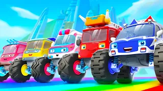 Five Little Monster Trucks | Learn about Vehicles | Car Cartoon | Kids Songs | BabyBus - Cars World