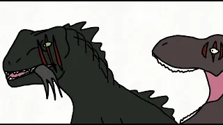 trex vs giganotosaurus vs therizinosaurus fight by flipaclip animation