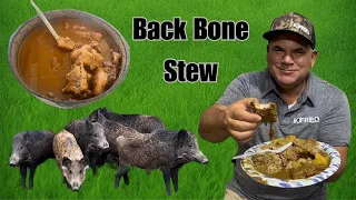 Trapped Six Wild Pigs (Catch* Clean*Cook) Cooked A Back Bone Stew & Smothered Potatoes