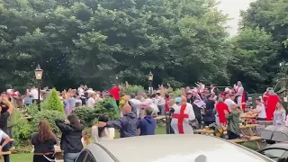 England fans celebrate Luke Shaw's goal against Italy! #Euro2020