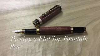 Turning a Flat Top Fountain Pen with Purple Heart and a Maple accent strip