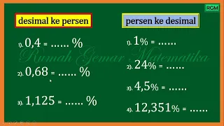 MENGUBAH DESIMAL KE PERSEN dan SEBALIKNYA MENGUBAH PERSEN KE DESIMAL #desimal #persen