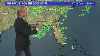 Storms in Georgia this evening with more unsettled weather for the weekend