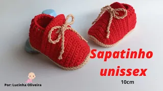 Sapatinho de Crochê unissex /unisex crochet shoes  (10cm) - @FioaFioCroche