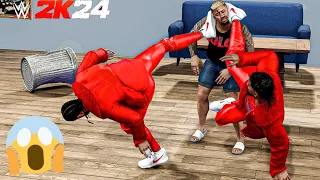 Jey Uso & Jimmy Uso Attacks Solo Sikoa Inside His House - WWE 2K24