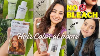 NO BLEACH HAIR COLOR AT HOME | Paradyes Glossy Hair Tint Review | Black to brown hair without bleach