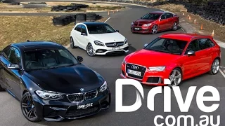 BMW M2 v Audi RS3 v AMG A45 v HSV Clubsport Comparison | Drive.com.au