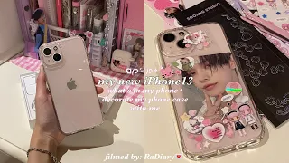 💌 my new pink iPhone13 • what’s in my phone + decorate my phone case with me♥︎