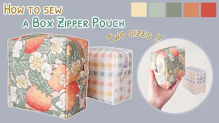 How to sew a box zipper pouch in two sizes | diy square zipper pouch | square zipper pouch tutorial