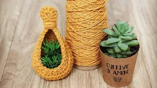 Como Fazer um Ninho ou Cesto de Crochê Para Plantas Suculentas - Tutorial de Crochê - Passo a Passo