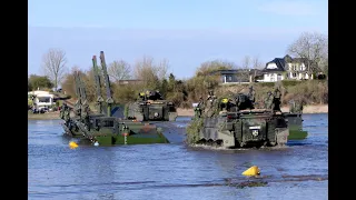 Water crossing with Amphibian M3, Marder and Leopard 2 A7V