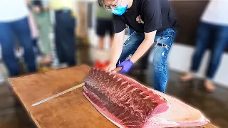 How to cut a bluefin tuna in 5 minutes - Bluefin tuna cutting skills / The sharpest knife in Taiwan