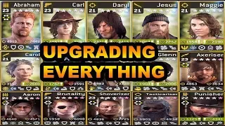 UPGRADING EVERY SURVIVOR AND HERO  IN THE WALKING DEAD NO MAN'S LAND