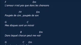 Poupée des cire , poupée de son . France Gall .  Karaoké d accords pour guitare