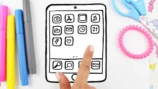 How to Draw iPad Tablet PC for Kids Drawing and Coloring with Colored Markers Learn Colors for kids