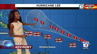 Tropical Storm Lee strengthens into hurricane, moving across Atlantic toward Caribbean