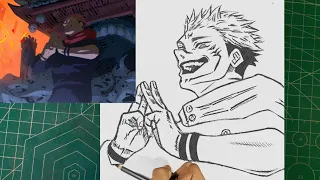 How to draw SUKUNA Use DOMAIN EXPANSION "Malevolent Shrine" || Jujutsu Kaisen Season 2