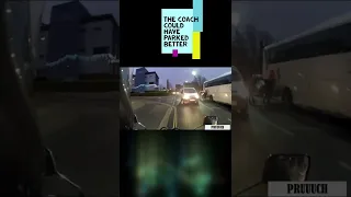 Biker avoids head on collision against bus on the wrong side of the road #shorts