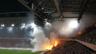 Spartak Moscow vs CSKA Moscow. 1:1 fire show CSKA fans 19.08.2019