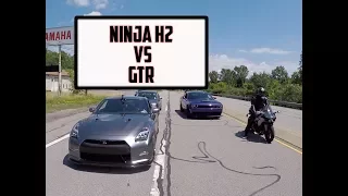 Kawasaki H2 vs Nissan GTR Drag Race
