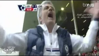 José Mourinho FUNNY Celebration for goal Willian (Liverpool 0 2 Chelsea 2014)