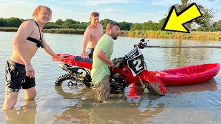 Jumping Dirt Bike Into Pond (FAIL) - Buttery Vlogs Ep148