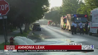 Ammonia leak at Lang Ice Company on SW side