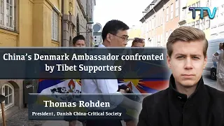 China's Denmark Ambassador confronted by Tibet Supporters