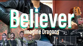 Imagine Dragons - Believer (Fingerstyle Cover Guitar) TAB + Chords + Lyrics [William Sandoval]