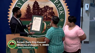 Forest Park City Council Meeting of August 1, 2022