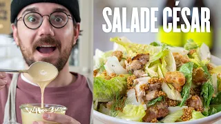 La recette de la fameuse salade César (sauce maison, croutons, pickles, etc.) ! 🥬🔥