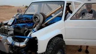 Sand drag race with HUGE turbos!