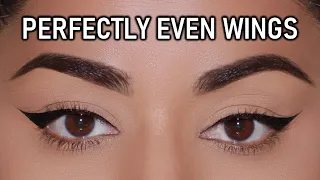 TRY THIS!! SIMPLE TRICK TO GET PERFECTLY EVEN WINGED EYELINER