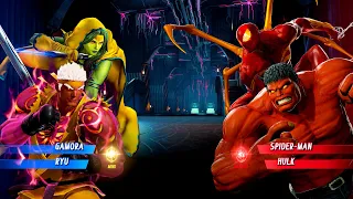 Gamora & Ryu vs Spiderman & Red Hulk (Hardest AI) - Marvel vs Capcom Infinite