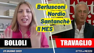 Scontro a Otto e Mezzo tra Bolloli e Marco Travaglio su Berlusconi, la Santanchè e il MES 🤦‍♀️