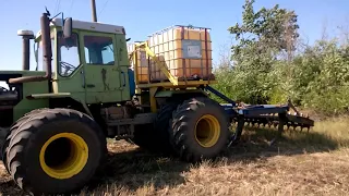 Глибокорозпушувач в роботі по пшениці  Трактор Т-150 їде на занижених передачах і маленька несправні