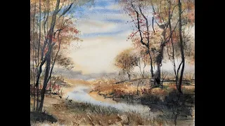 448) Watercolor Landscape Tutorial: Fast and Loose Using the Ron Ranson Hake and Palette