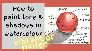 How to paint tone and shadows in watercolour - simple tone, volume and shadows