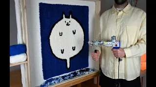 Rug Tufting - ASMR Rug Tufting fat Cat  (start to finish)