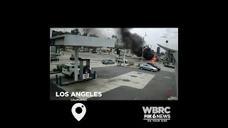 Caught on camera: Horrific fiery crash in Los Angeles