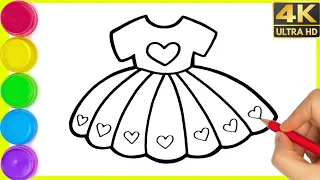 How to draw a Frock Drawing || easy step by step girls dress drawing with colour. || frock drawing.