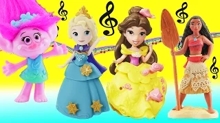 Disney Princess Singing Challenge hosted by Moana, Poppy, Branch & Maui to Learn Colors!