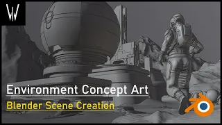 Snowy Scifi Environment Concept Art Workflow Tutorial: Blender 3d Scene creation