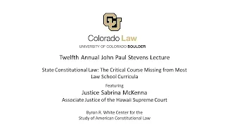 12th Annual Stevens Lecture, featuring Justice Sabrina McKenna